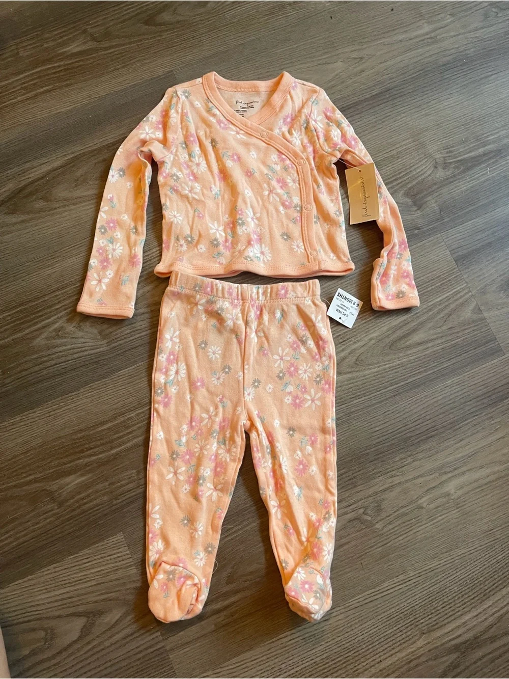 First Impressions Baby Girl Floral Cardigan & Footed Pants Set 6-9M | 2pc NEW